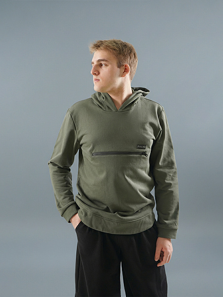 Худи zipper pocket Хаки