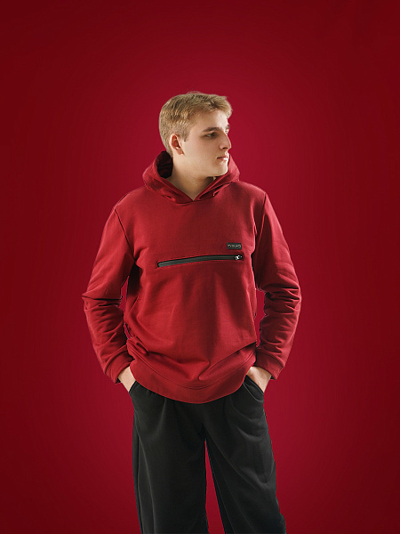Худи zipper pocket бордовый 
